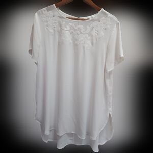 Cato Women's Sheer White Tunic